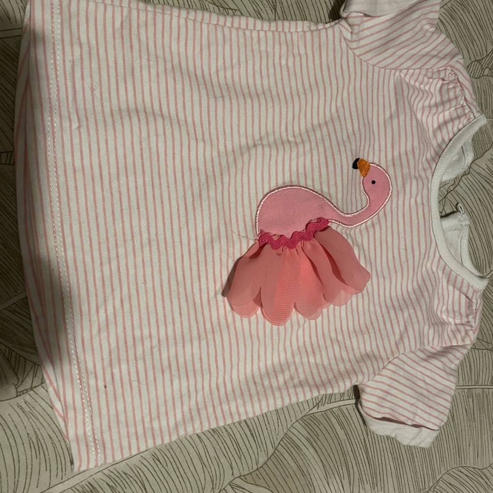 Pink Striped Flamingo Baby Shirt